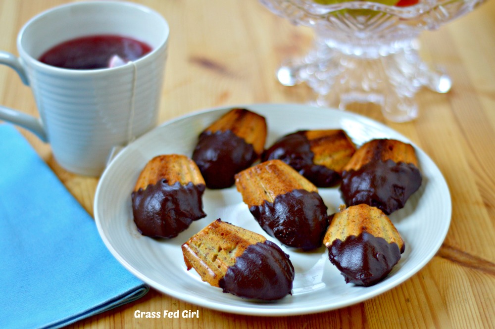 Chocolate Dipped French Madeleines (grain free, gluten free and Paleo)