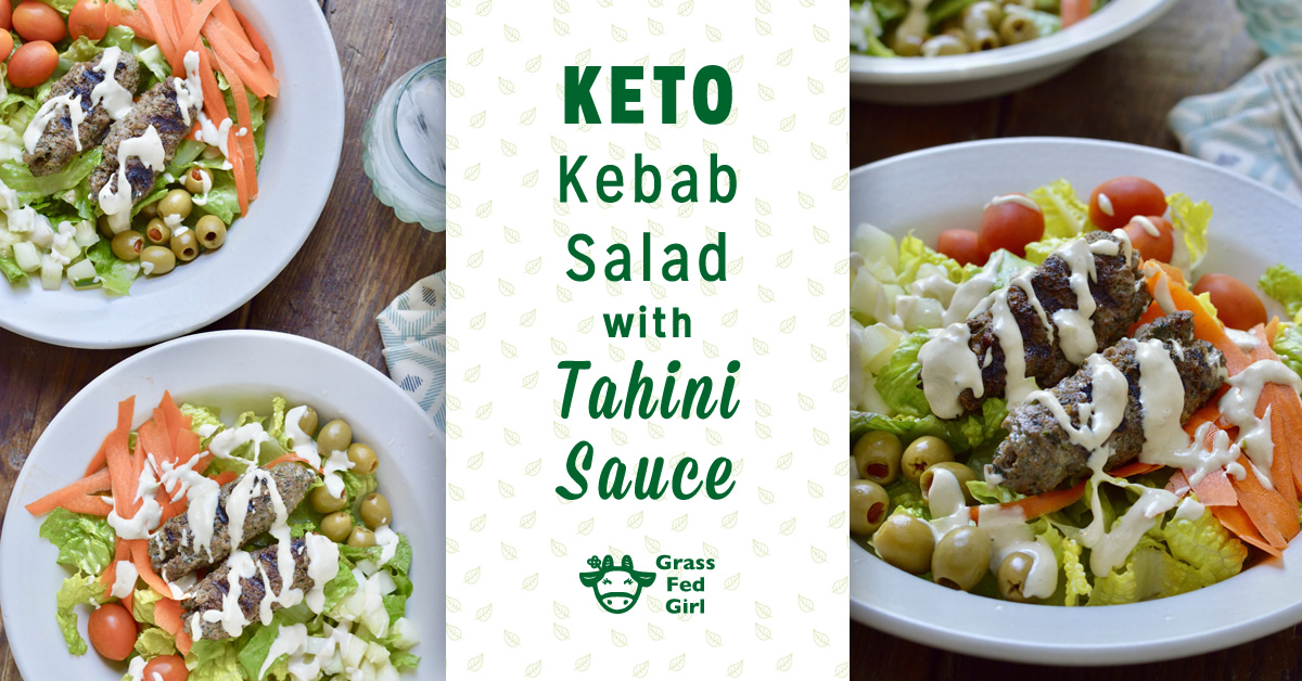 Keto Kebab Salad with Tahini Sauce
