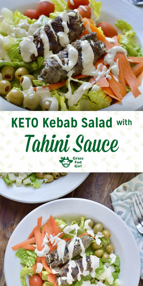 Keto Kebab Salad with Tahini Sauce